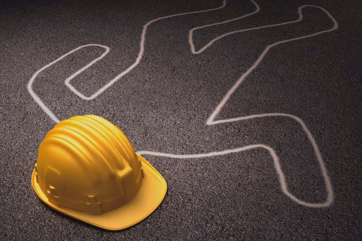 Chalk outline on ground after accident at work