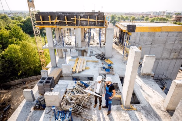 Construction site with workers