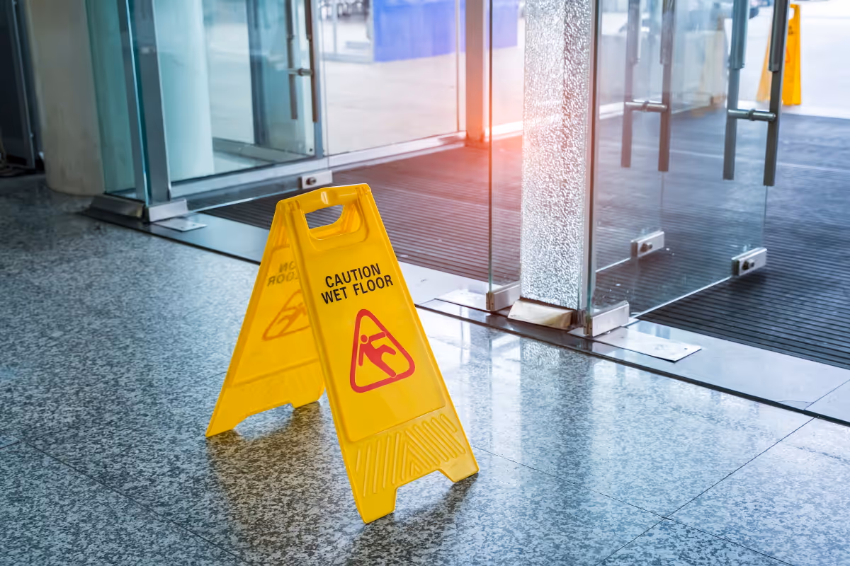 caution wet floor sign man down alarm