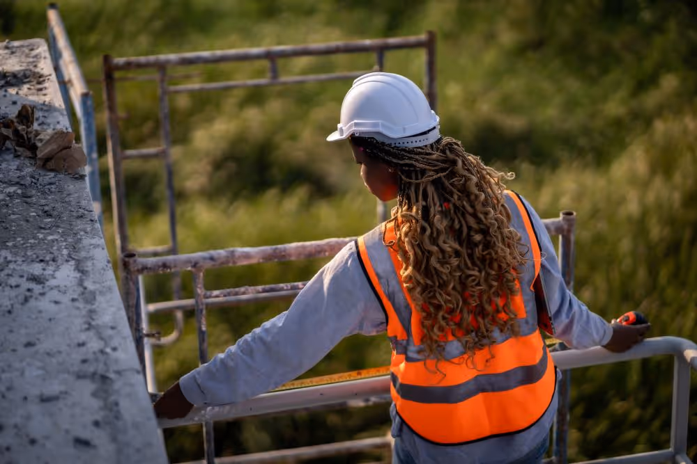 Lone worker on building site