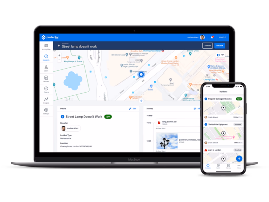 Screenshot of Protector App