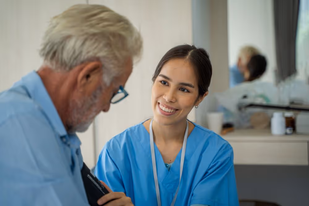 Nurse safeguarding patient in care home