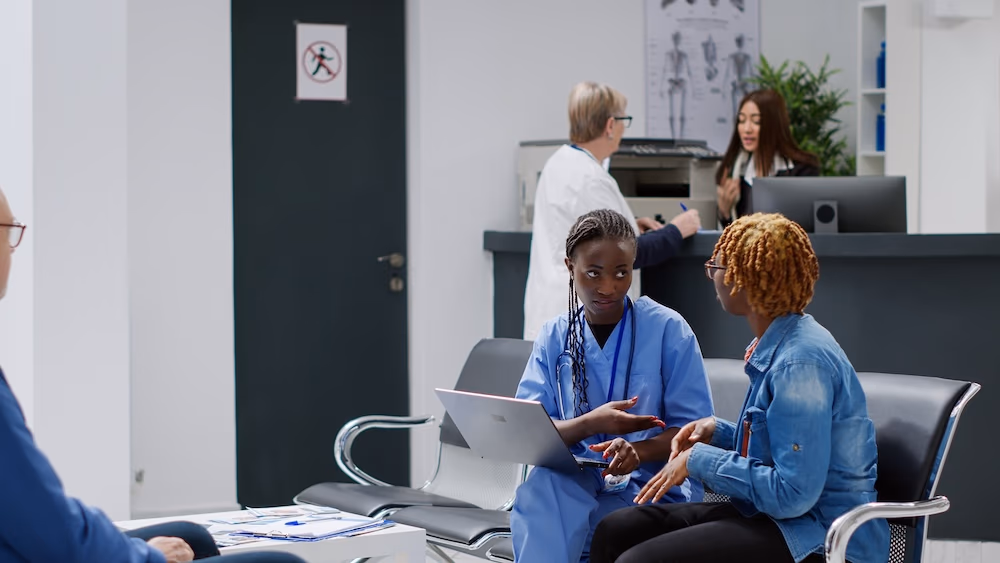 Doctor getting feedback for PSIRF from patient