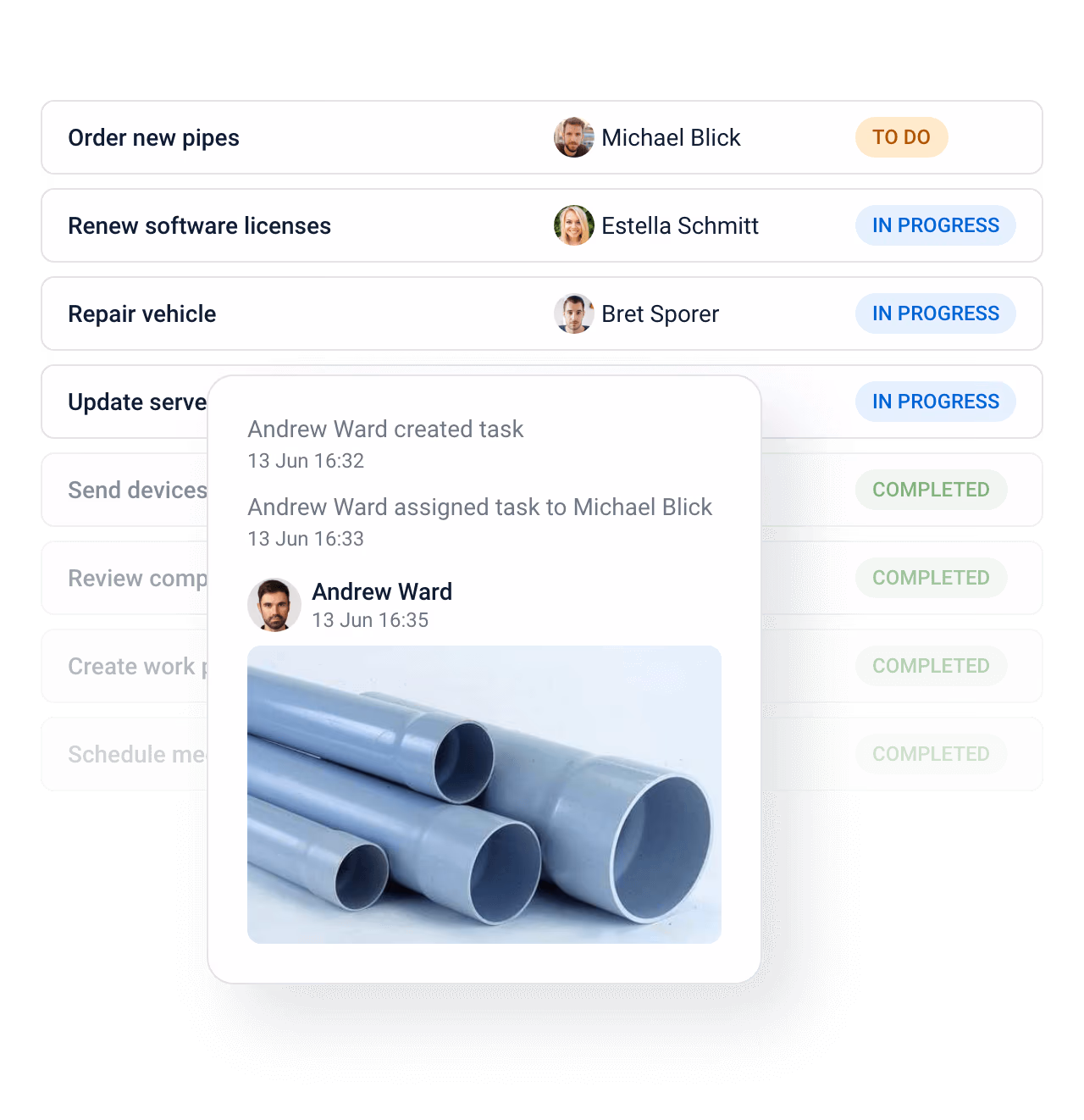 assigning task with asset maintenance software