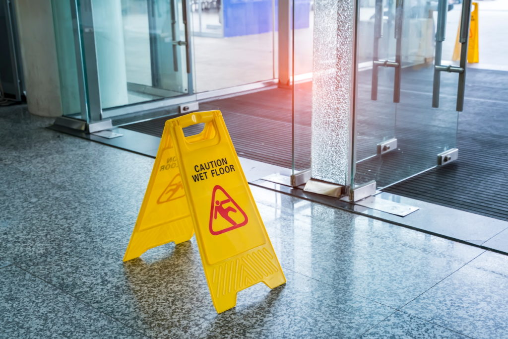 caution wet floor sign man down alarm
