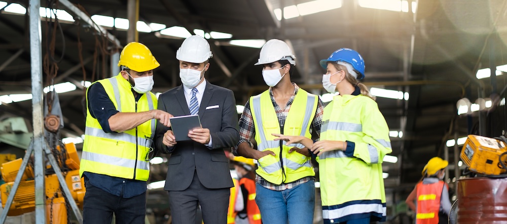 Team reviewing safety of a building
